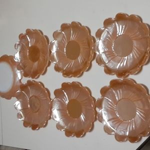 Beautiful vintage set of Fireking peach carnival glass plates